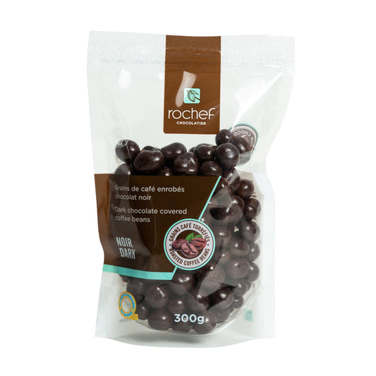 Dark chocolate covered coffee beans