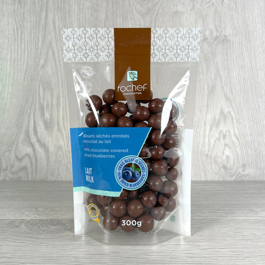 Milk chocolate covered real dried blueberries