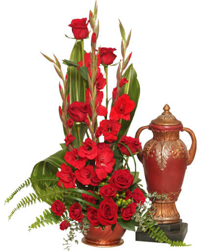 Red Remembrance Flowers (urn not included)